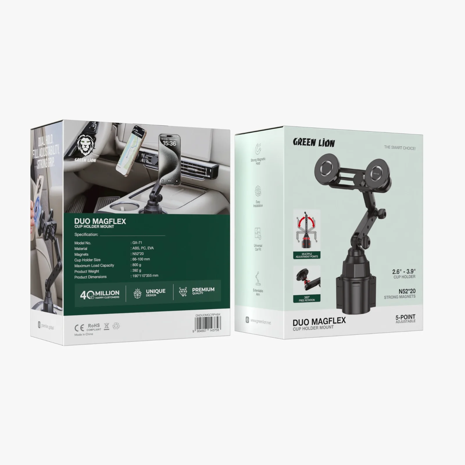Green Lion Duo Magflex 2.6'' - 3.9'' Cup Holder Mount - Image 2