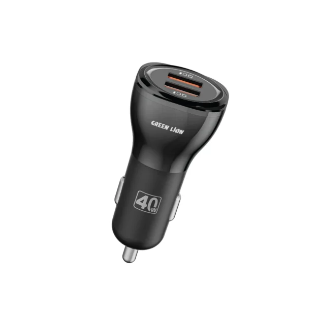 Green Lion Dual QC3.0 Car Charger 40W (QC 20W*2) With USB-A to USB-C Cable 1M