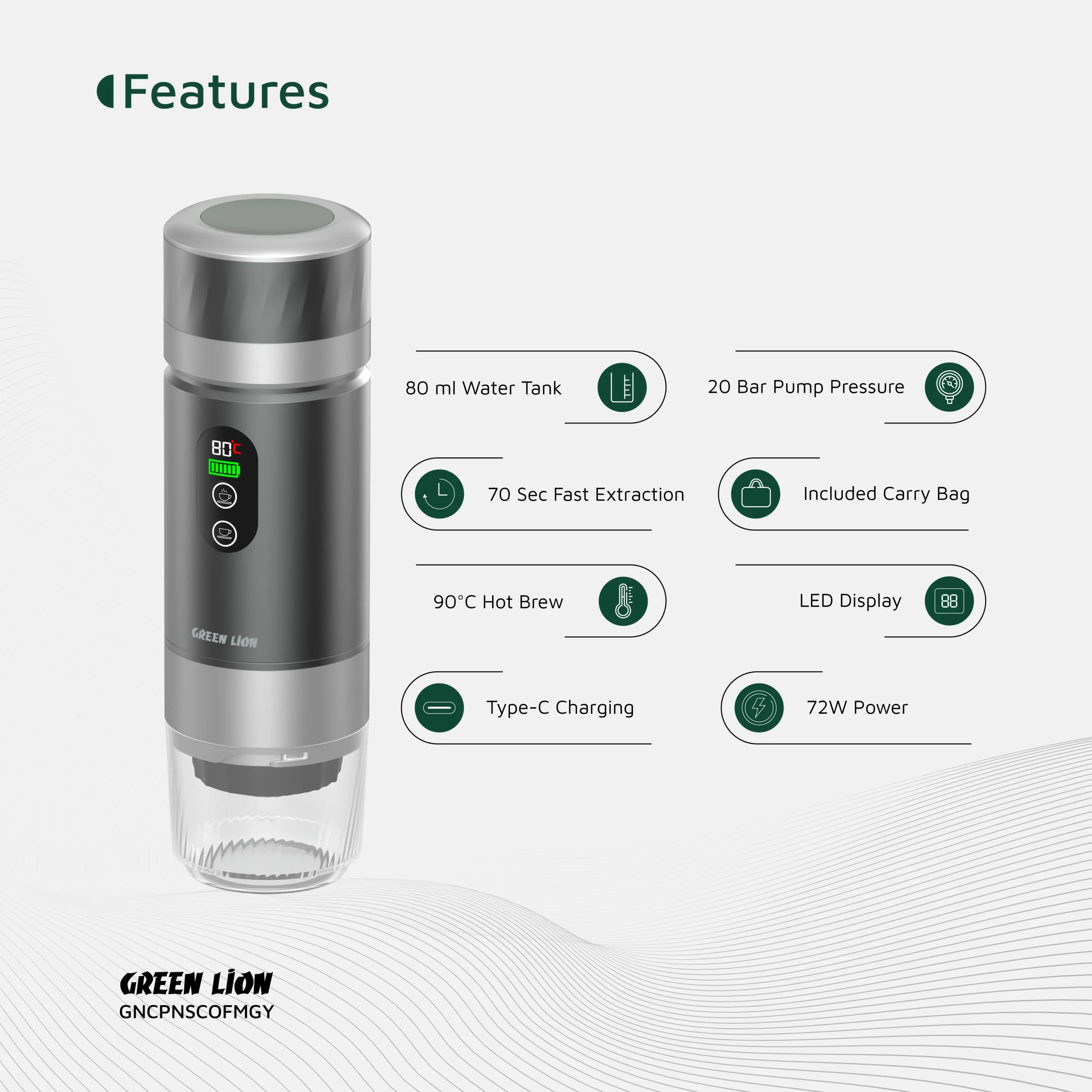 Green Lion Campinas Portable Coffee Maker 80mL