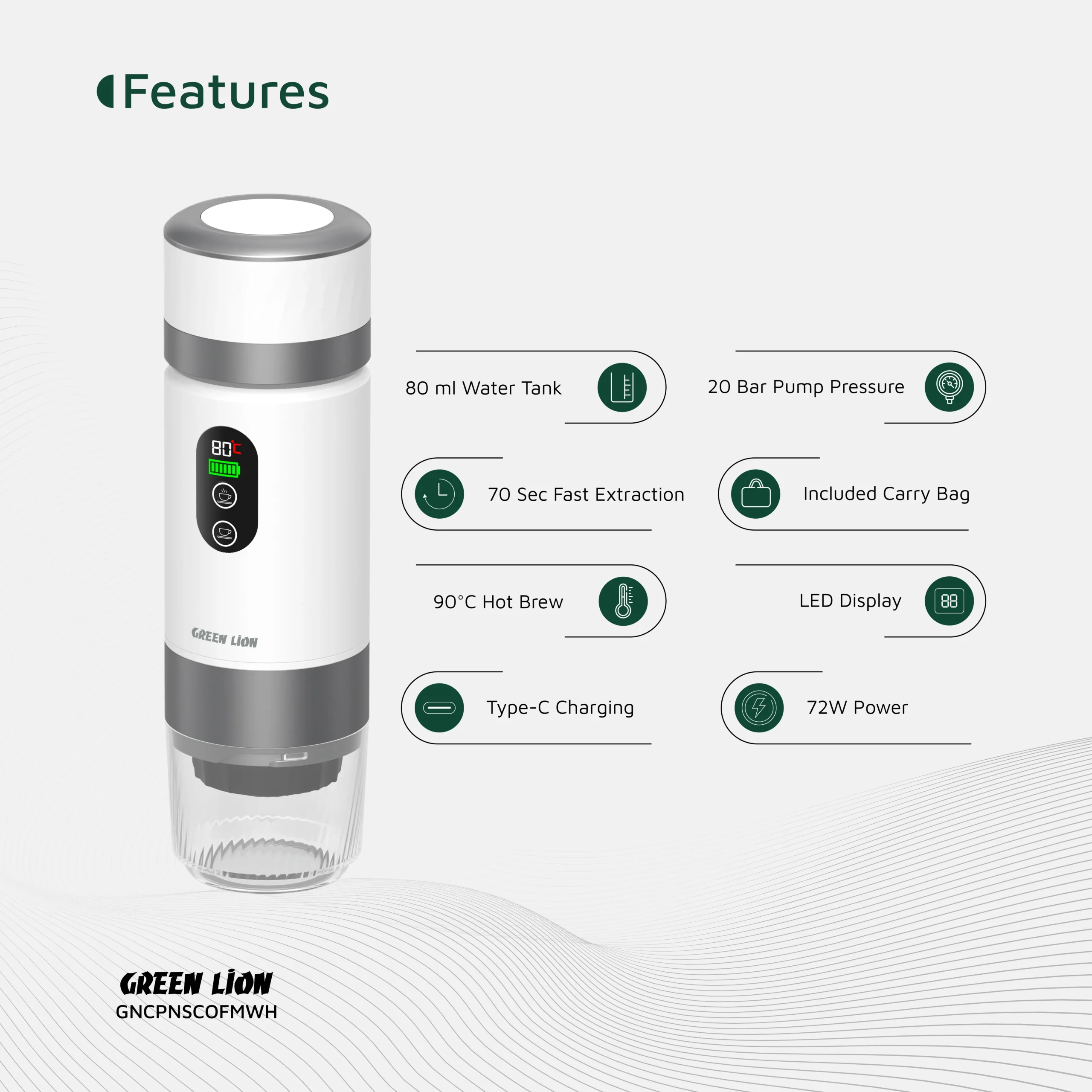 Green Lion Campinas Portable Coffee Maker 80mL