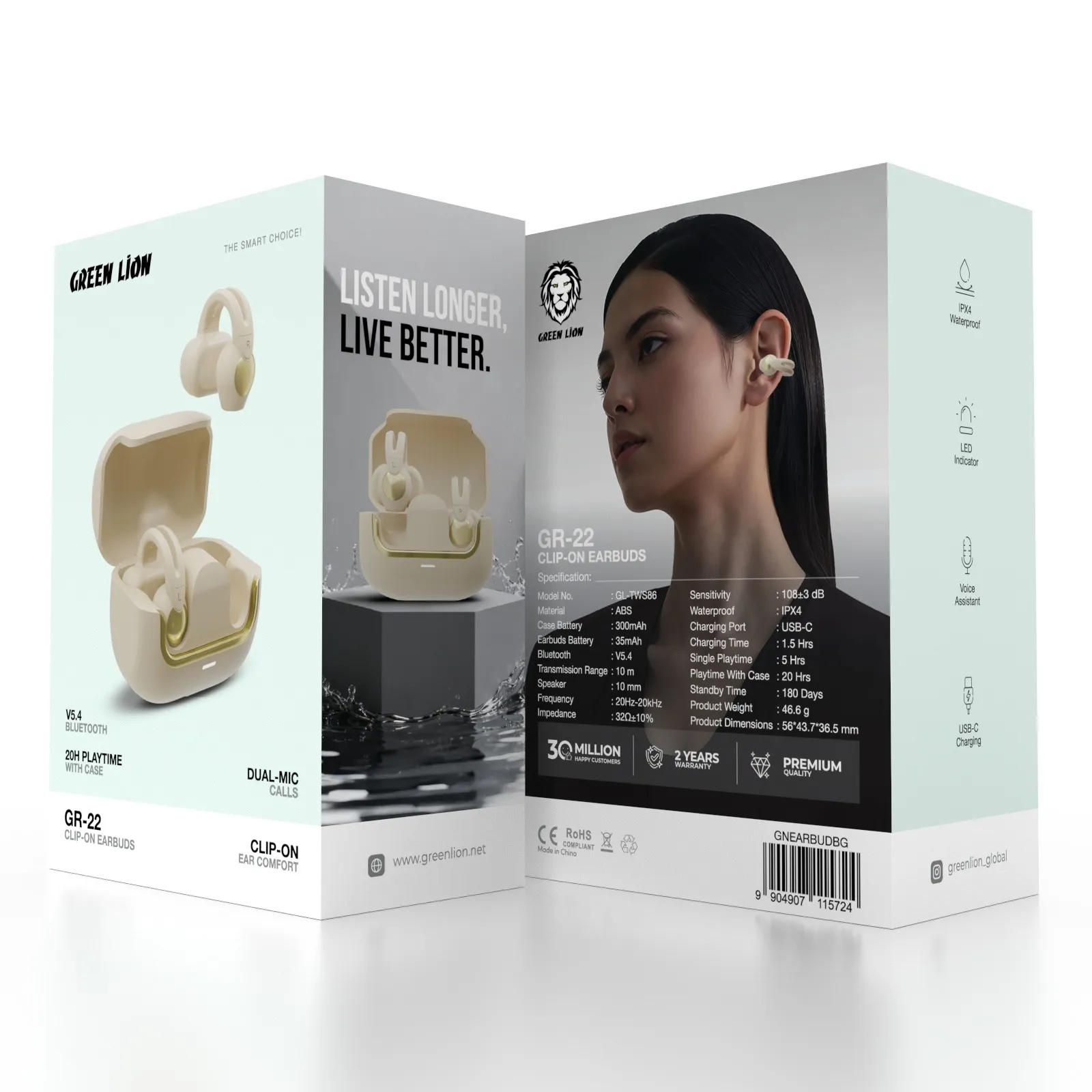 Green Lion GR-22 Clip-On Earbuds
