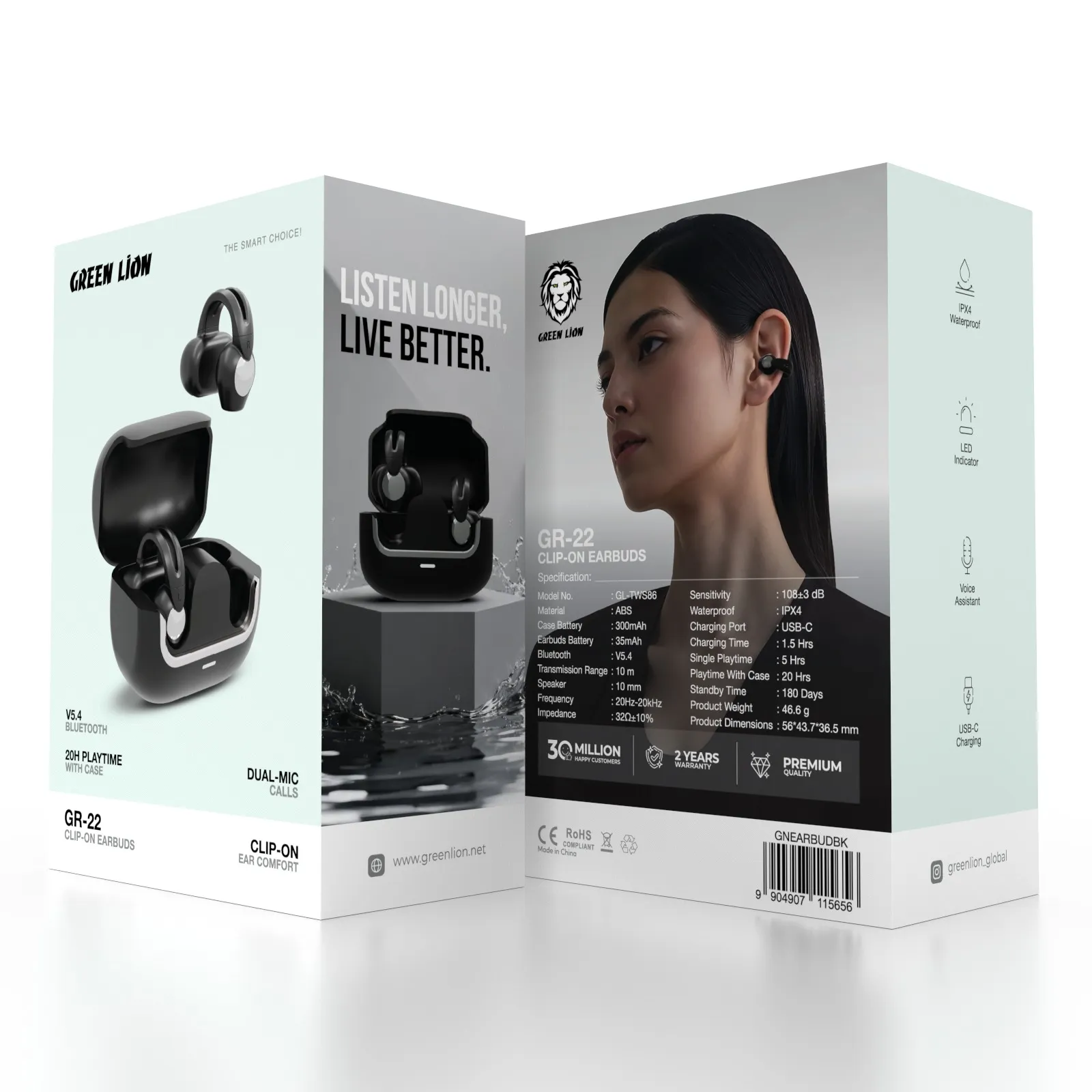 Green Lion GR-22 Clip-On Earbuds