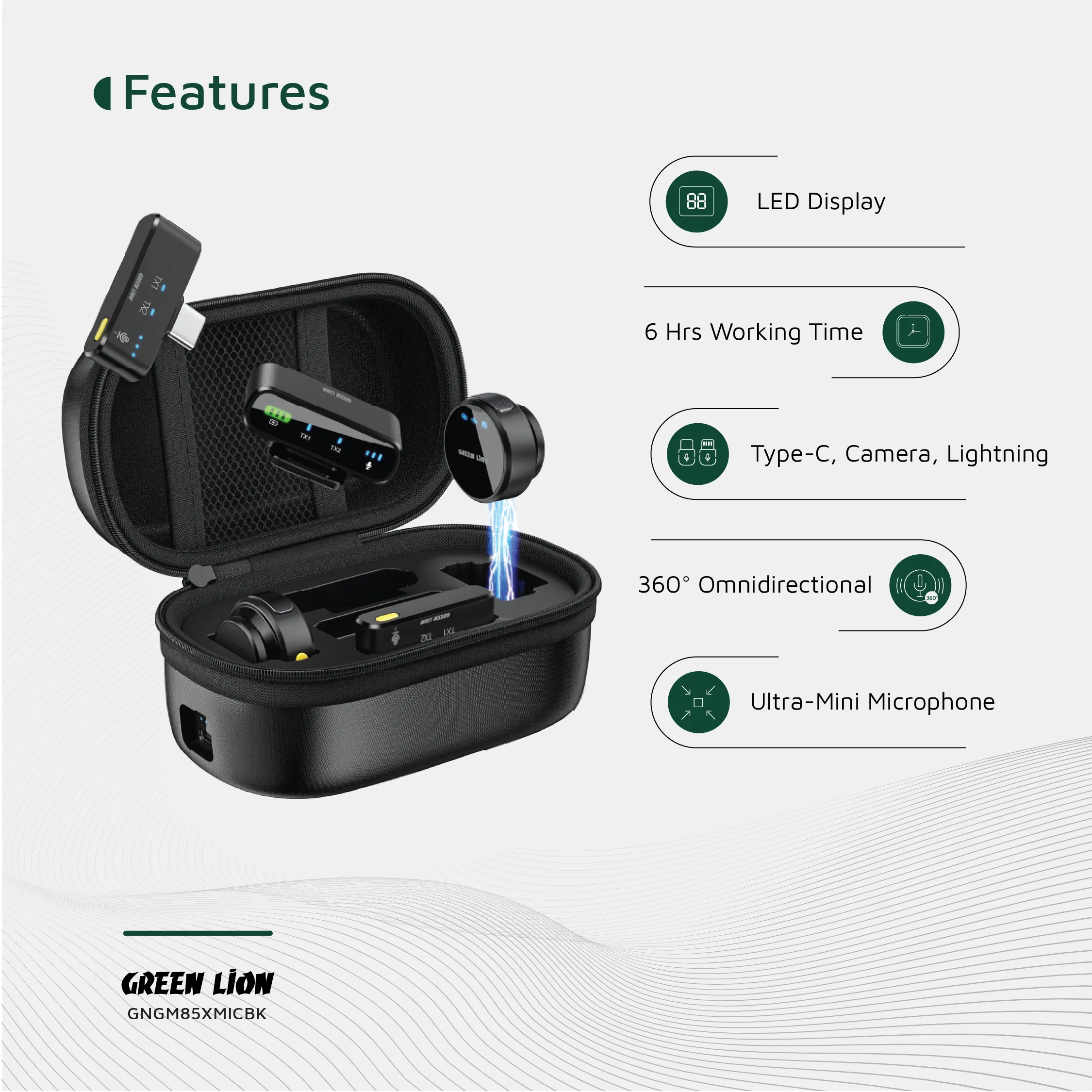 Green Lion GM-85X 3 In 1 Wireless Microphone - Image 3