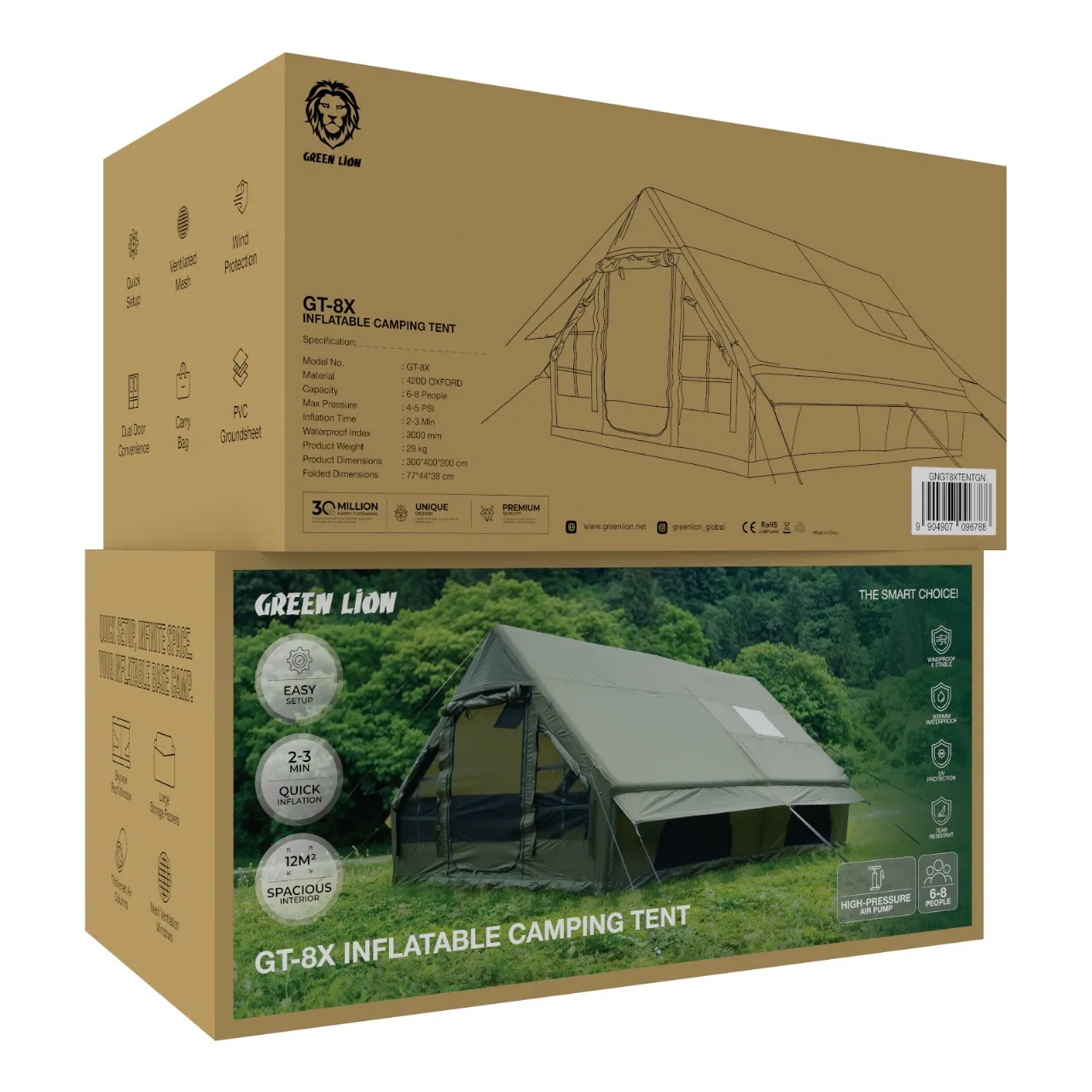 Green Lion GT-8X Inflatable Camping Tent - Image 4