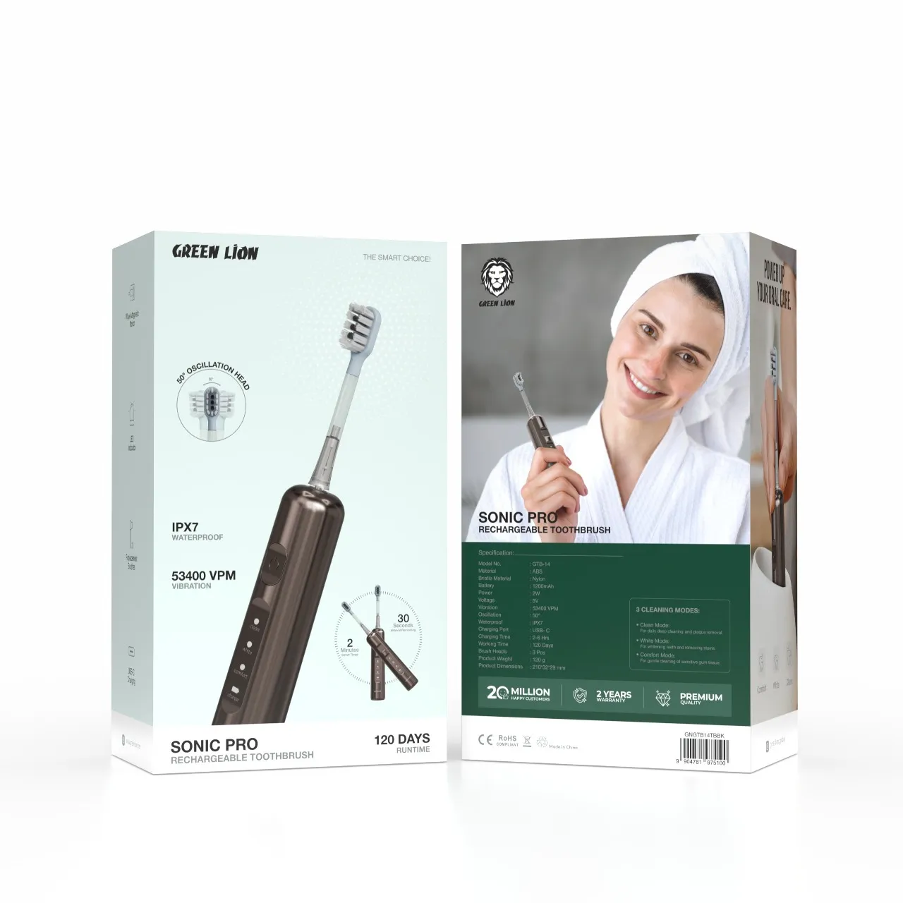 Green Lion Sonic Pro Rechargeable Toothbrush - Image 2