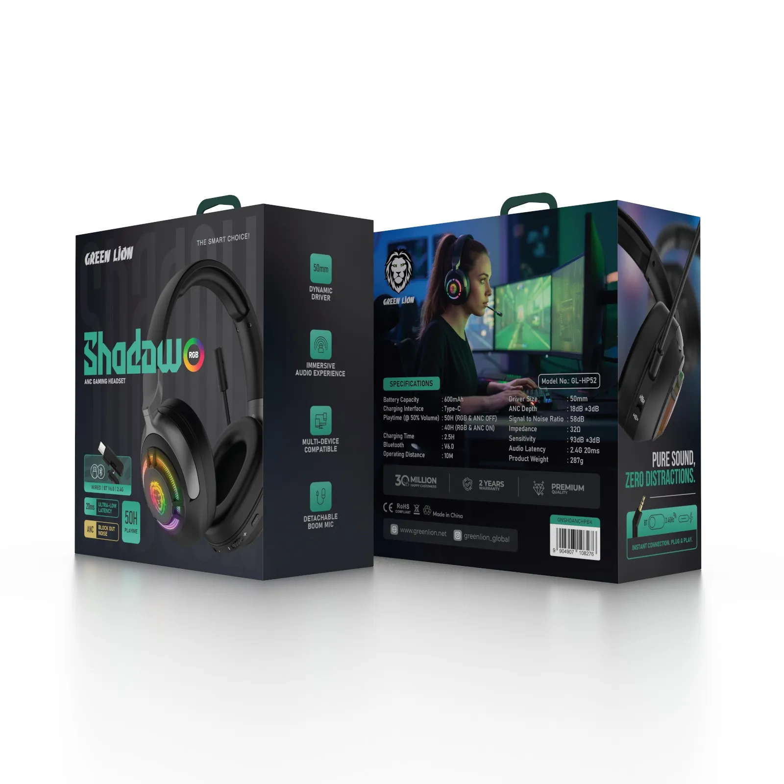 Green Lion SHADOW GAMING Head Phone With ANC - Image 4