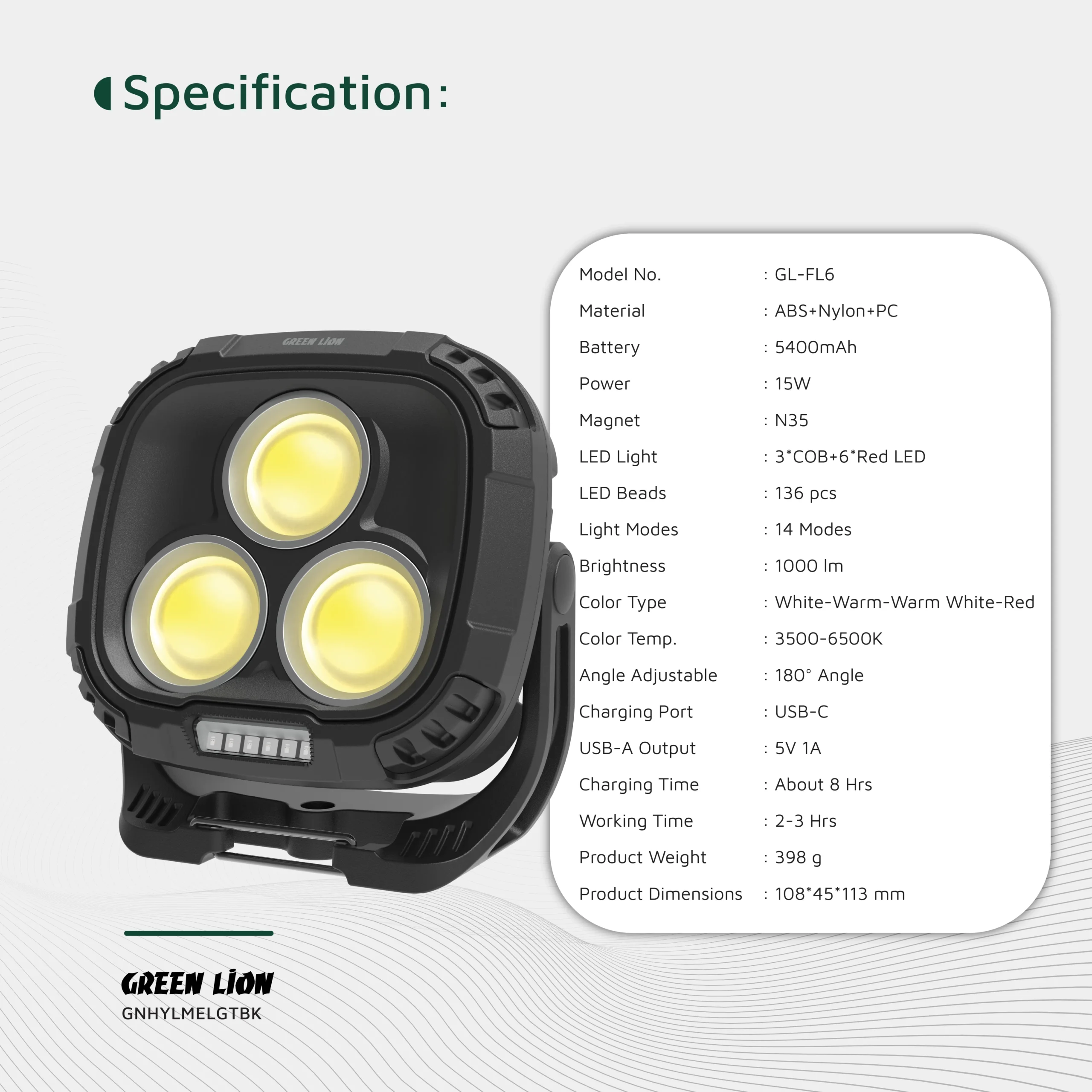 Green Lion Hyper Lume Working Light 1000LM - Image 3