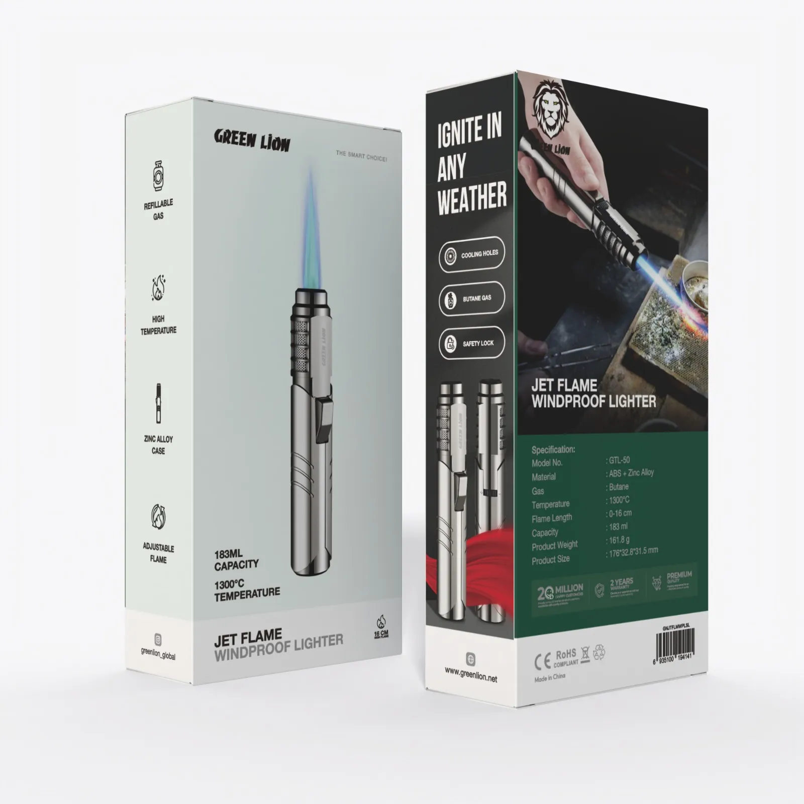 Green Lion Jet Flame Windproof Lighter - Image 2