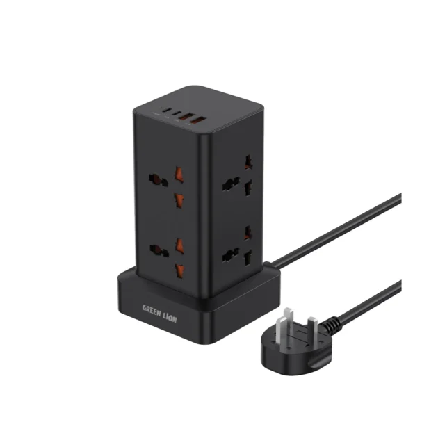 Green Lion Power Tower Multi-Port Power Strip 2500W 2M Cable