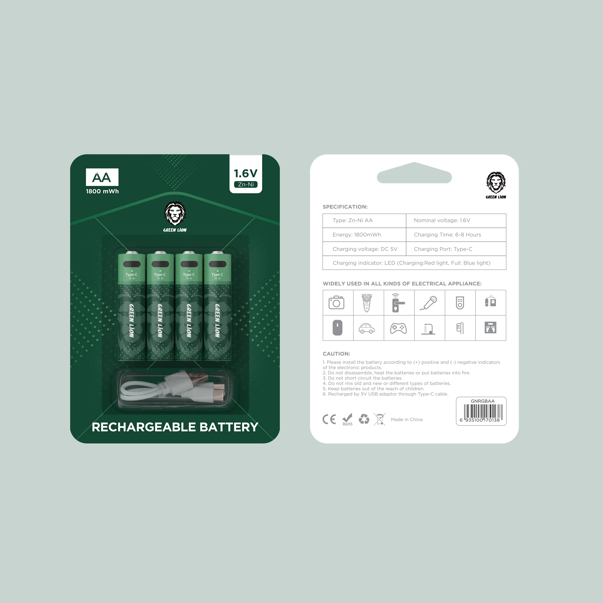 Green Lion Rechargeable Battery AA