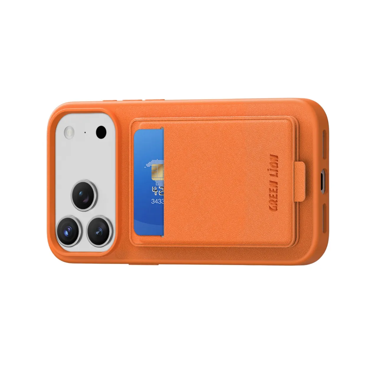 Green Lion Regal Magsafe Leather Case With Card Holder — Color: Orange