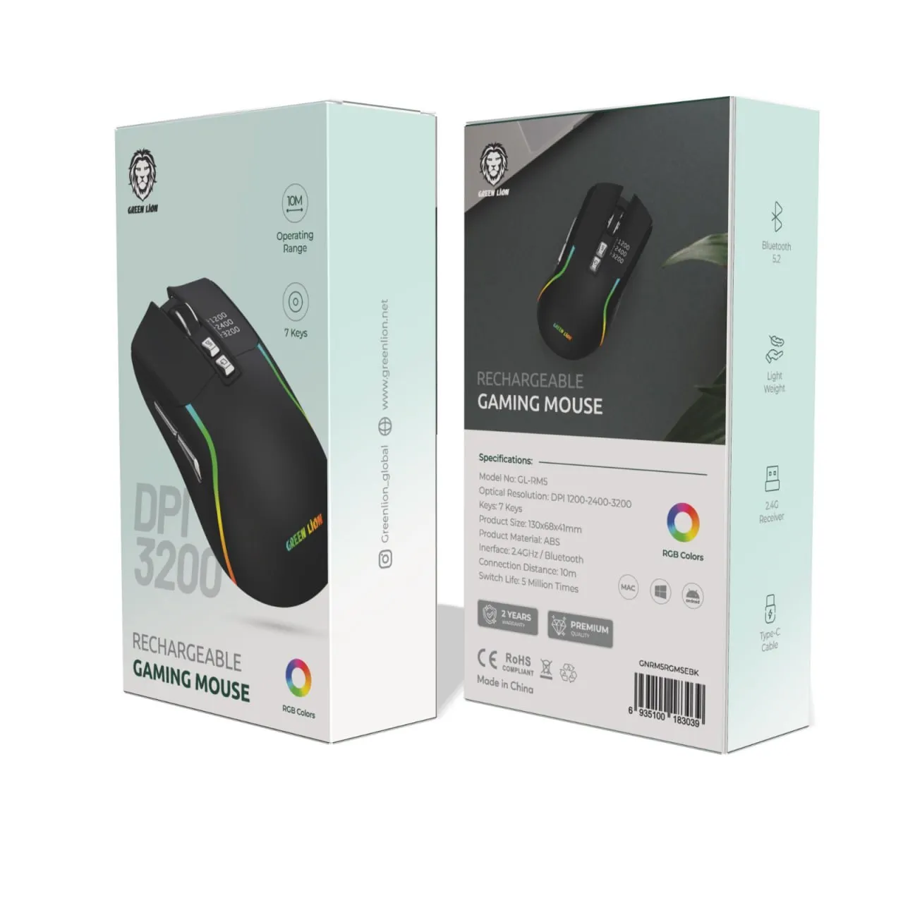 Green Lion Rechargeable Gaming Mouse - Image 3