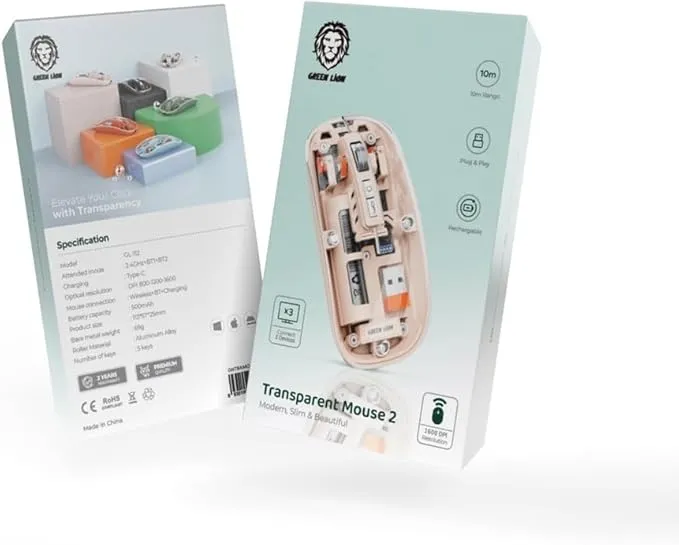 Green Lion Transparent Mouse 2 Modern, Slim & Beautiful