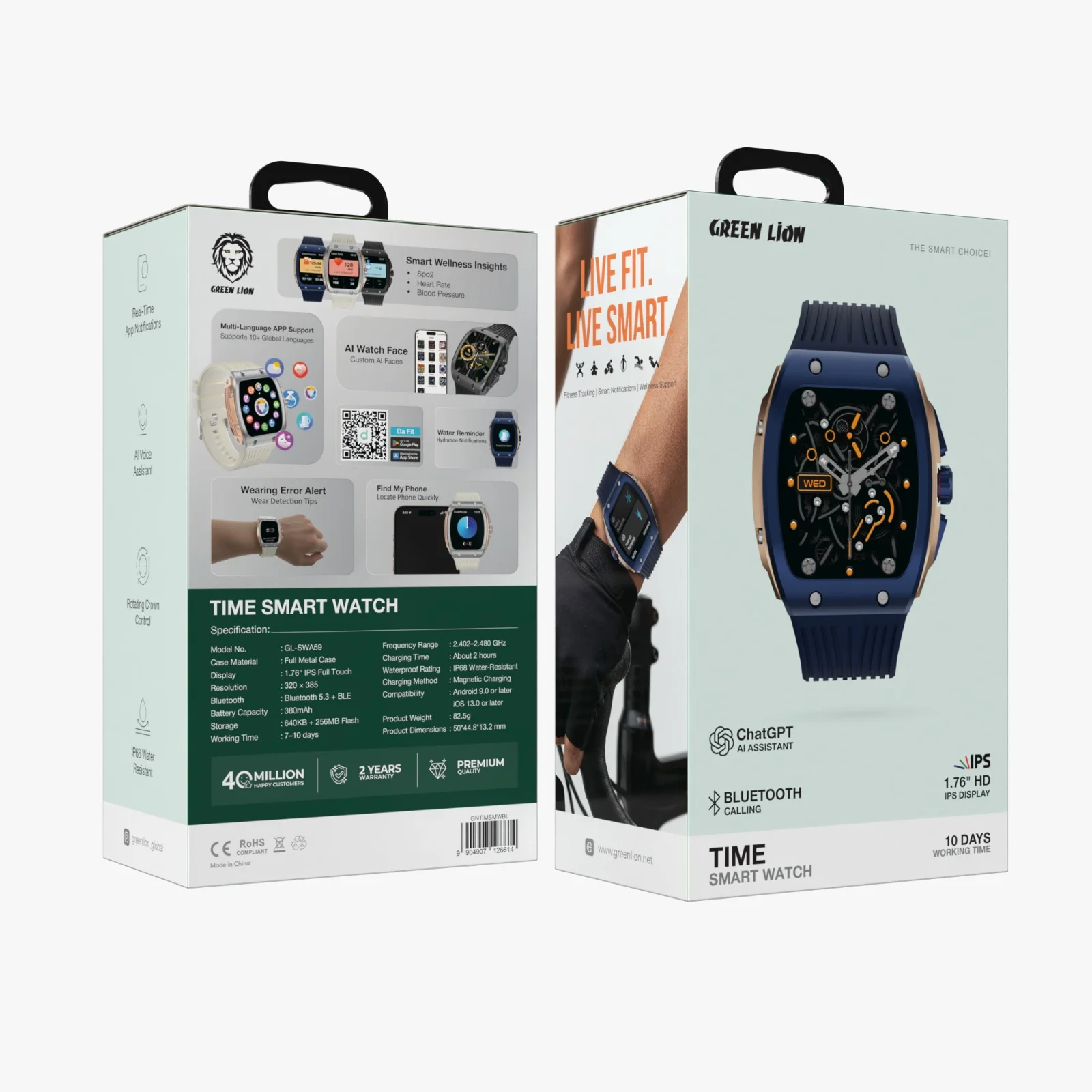 Green Lion Time Smart Watch 1.76'' HD IPS Display