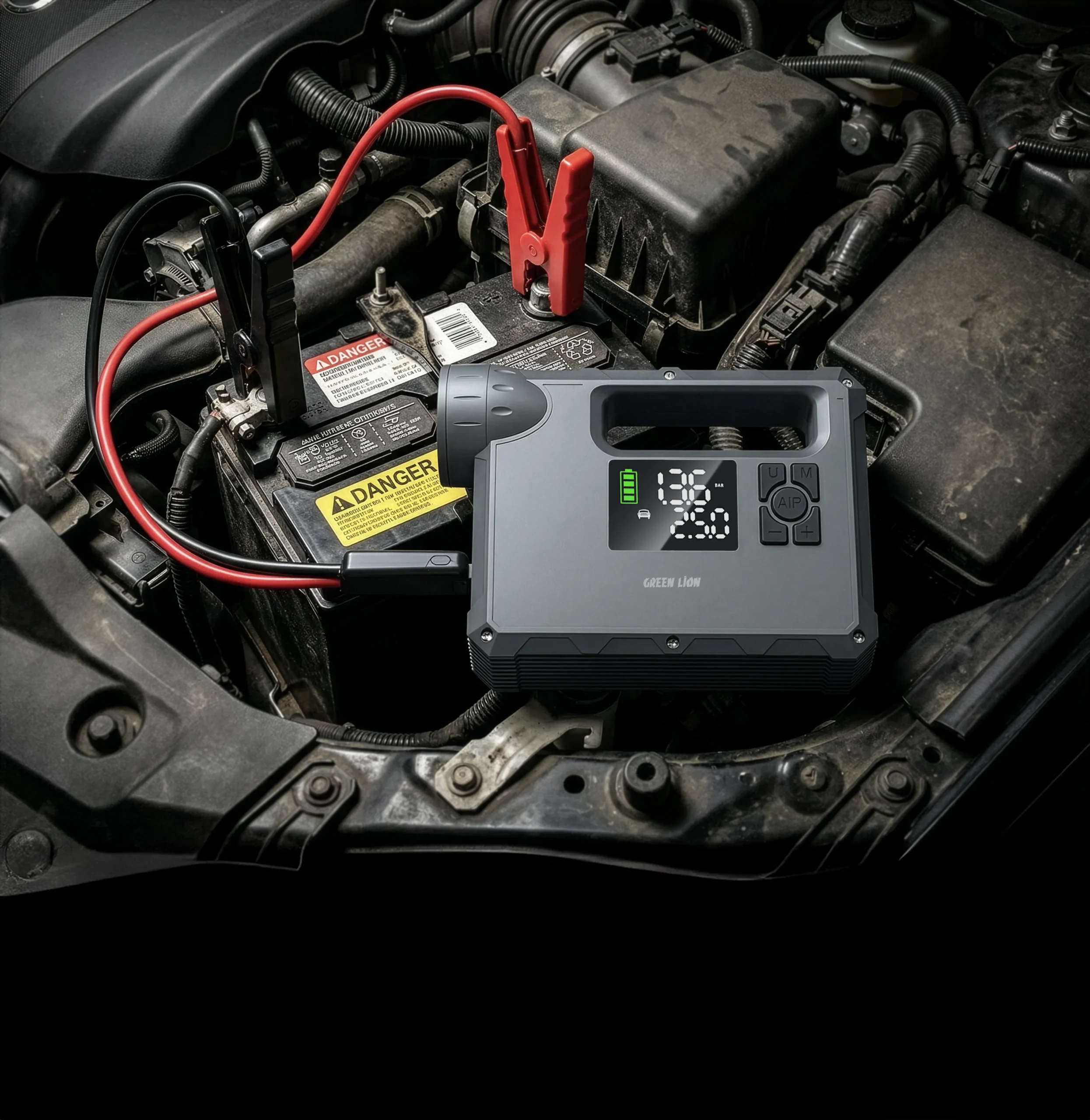 Green Lion JX-84 12V Jump Starter - 4L Gasoline, 3L Diesel Engines, 16000mAh - Image 2