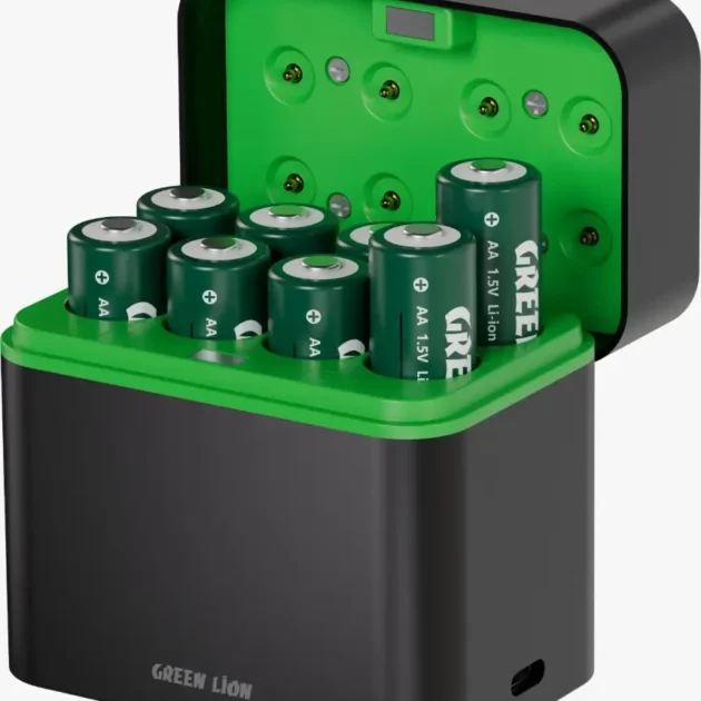 Green Lion Rechargeable 8×AA Battery Dock USB-C