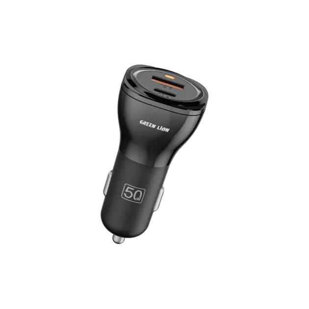 Green Lion Dual Port Car Charger 50W Black