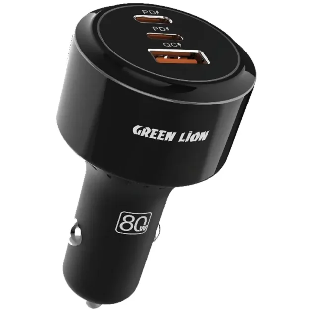 Green Lion Roadex Triple Port Car Charger 80W Black
