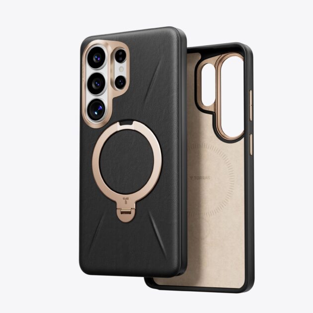 TORRAS Ostand Q3 VegSkin case in Black for Samsung Galaxy S26 Ultra, front and back view